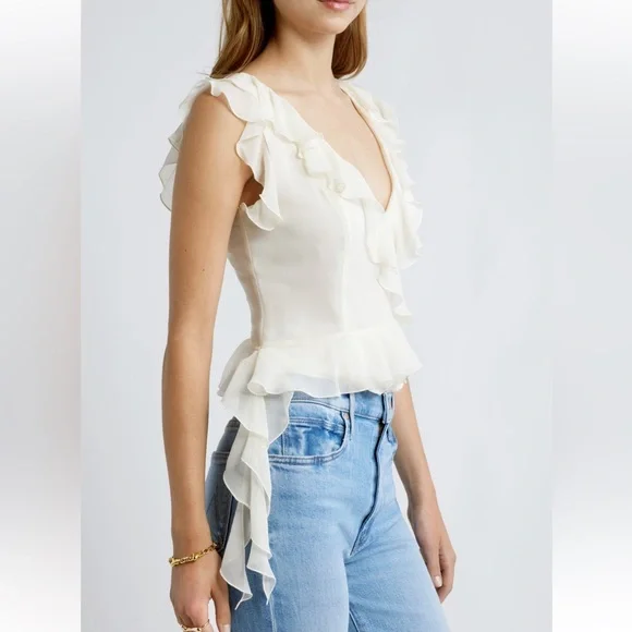 SLEEVELESS RUFFLE TOP - Picture 7 of 7
